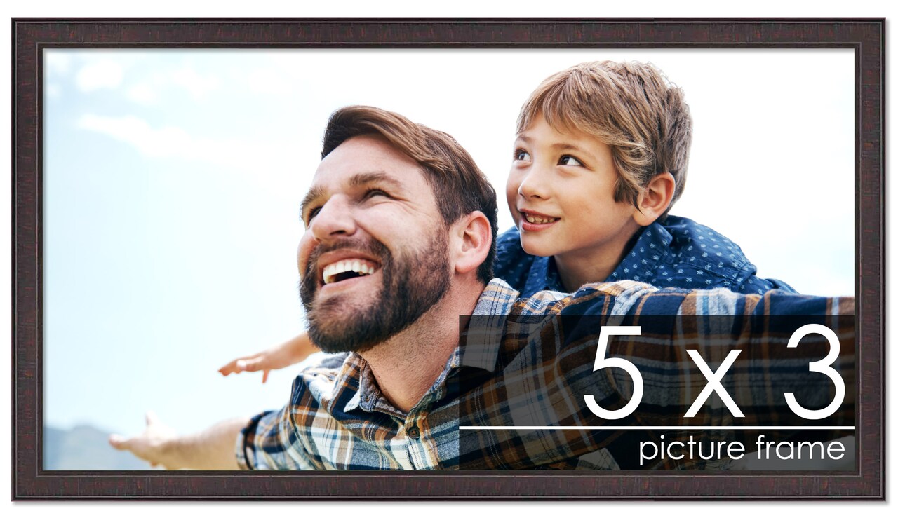 Photo Size Textured Brown Picture Frame - UV Acrylic, Foam Board Backing, Hanging Hardware